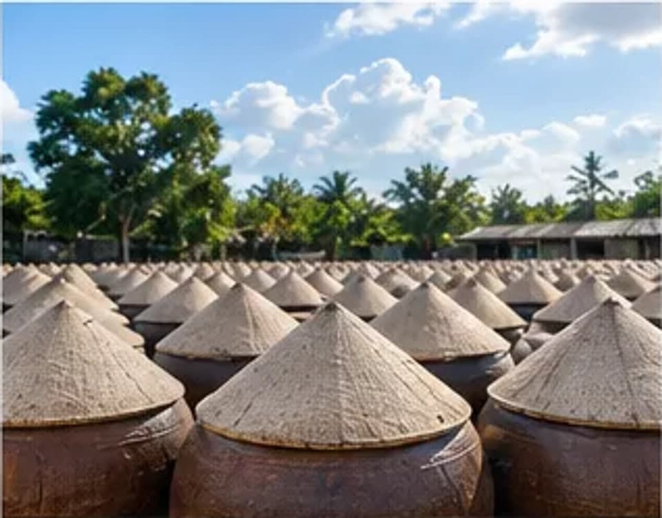 Sân phơi lu nước tương Tammari Mộc Đức